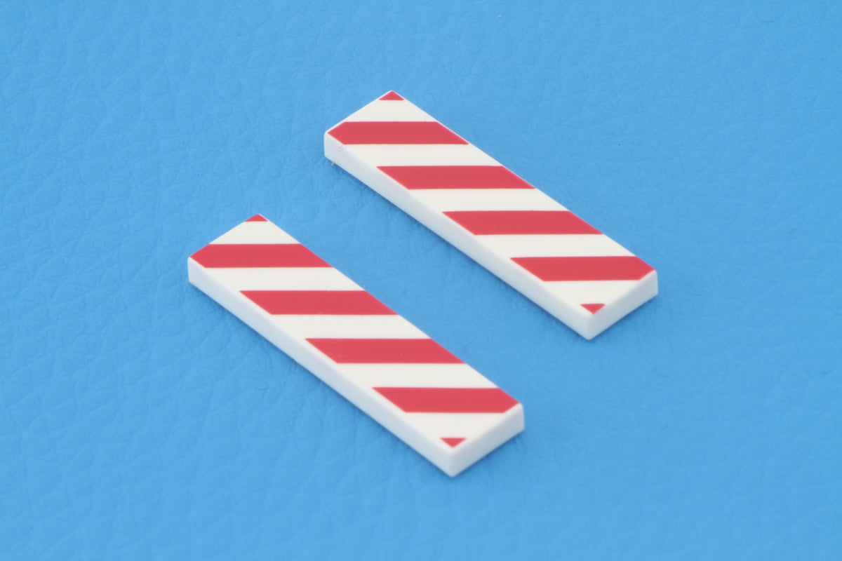 Klemmbausteine 73823 Flat Tile With Red and White Danger Stripes 1x4 2er Set