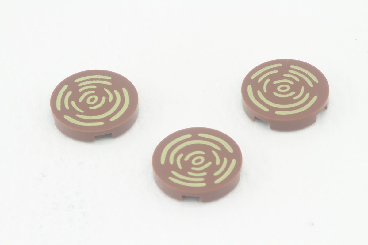 Klemmbausteine 32647 Flat Tile Round No. 1075 Wood Print 2x2 3er Set