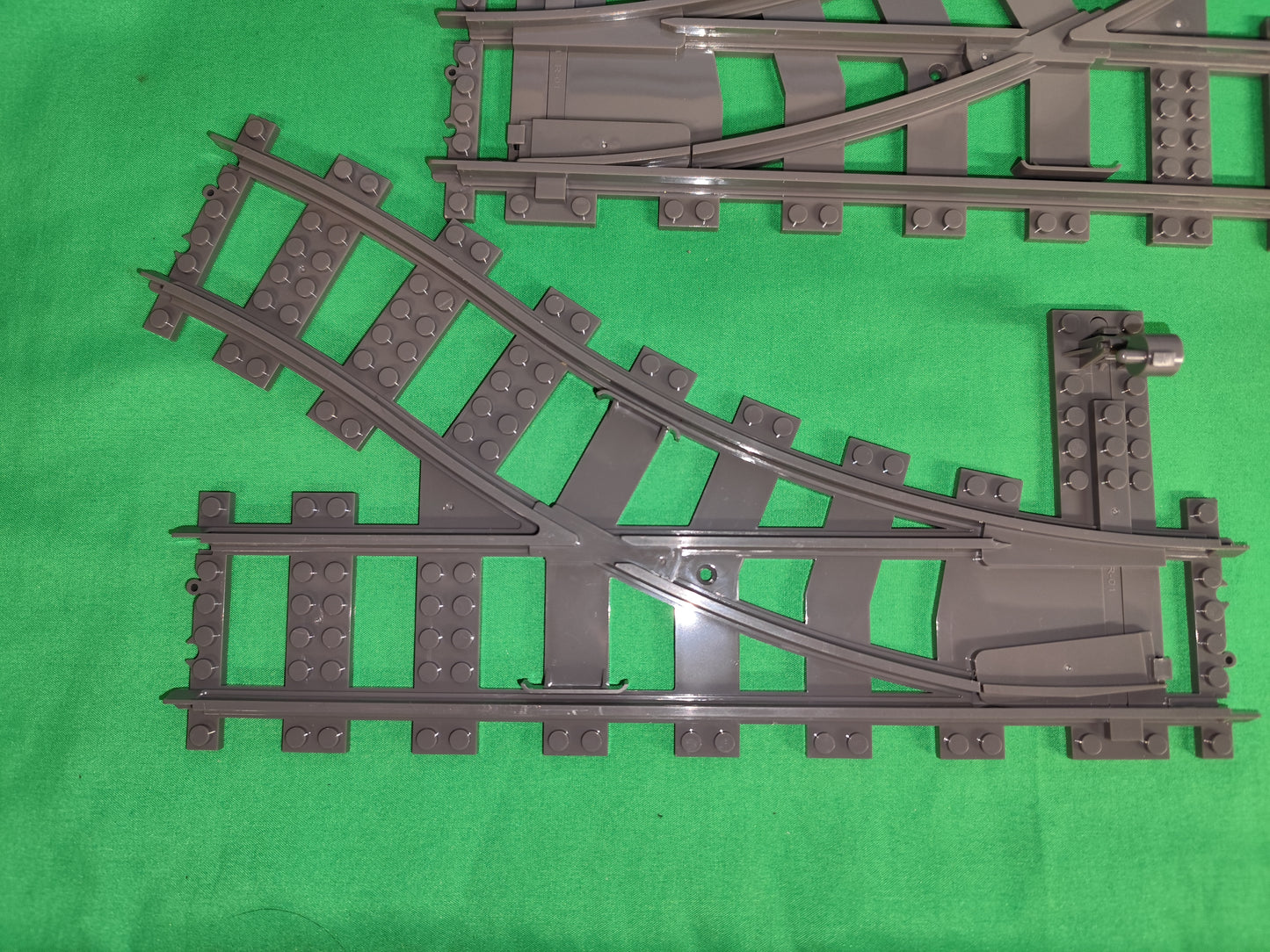 Schienen Eisenbahn Gleis Weiche 2er Set 1x Links & 1x Rechts Railway Rails Bausteine Klemmbaustein