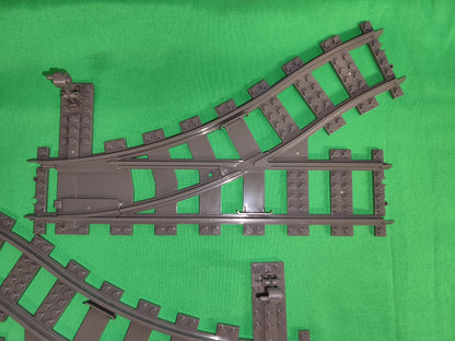 Schienen Eisenbahn Gleis Weiche 2er Set 1x Links & 1x Rechts Railway Rails Bausteine Klemmbaustein