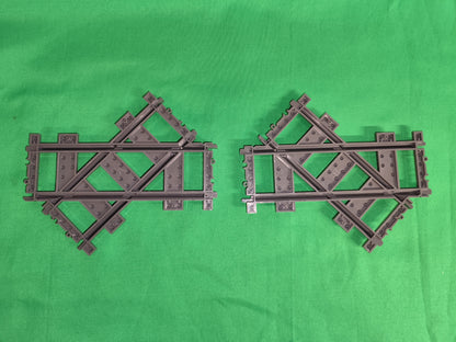 Schienen Eisenbahn Gleis Kreuzung 45° 2er SET 1x Links & 1x Rechts Railway Rails Bausteine Klemmbaustein